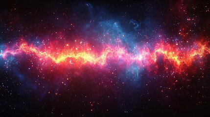 Naklejka premium Vibrant Cosmic Gradient Nebula with Dynamic Neon Waveforms for Futuristic Digital Art Designs