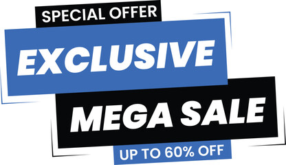 Exclusive Mega Sale Promotional Ecommerce Offer Design Marketing Symbol