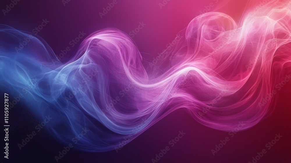 Poster ethereal gradient waves flowing rhythmic patterns in soft pink and purple tones