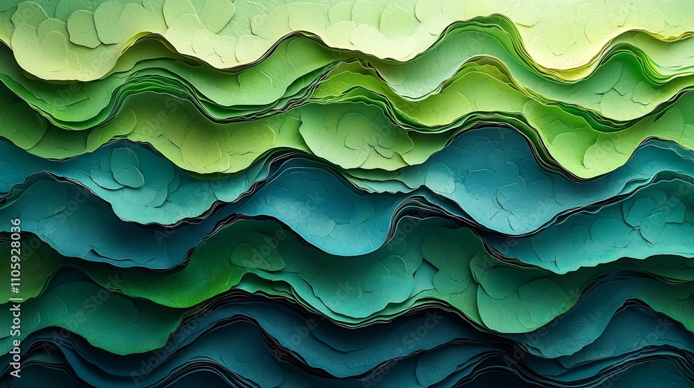 Aufkleber striking gradient teal and green abstract wave shapes background with sense of motion and modernity