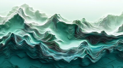 Obraz premium Striking Abstract Gradient Waves Background with Flowing Teal and Green Hues