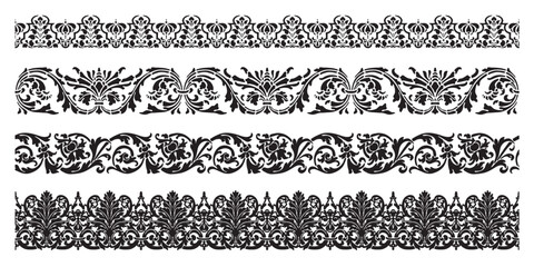 Obraz premium Set of decorative baroque seamless ornamental border - Vector modular