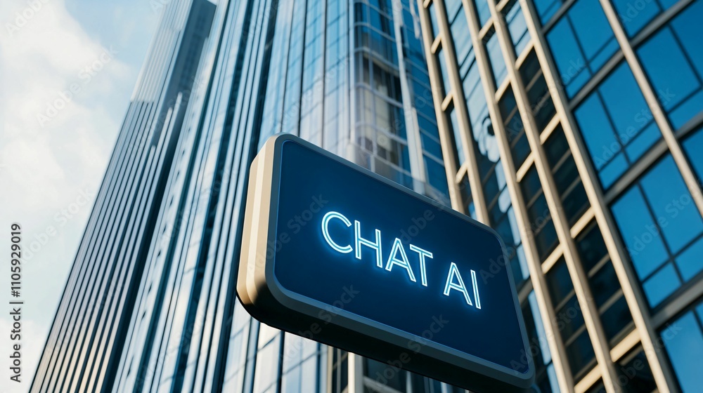 Aufkleber chat bot with ai technology and person concept. signage displaying 