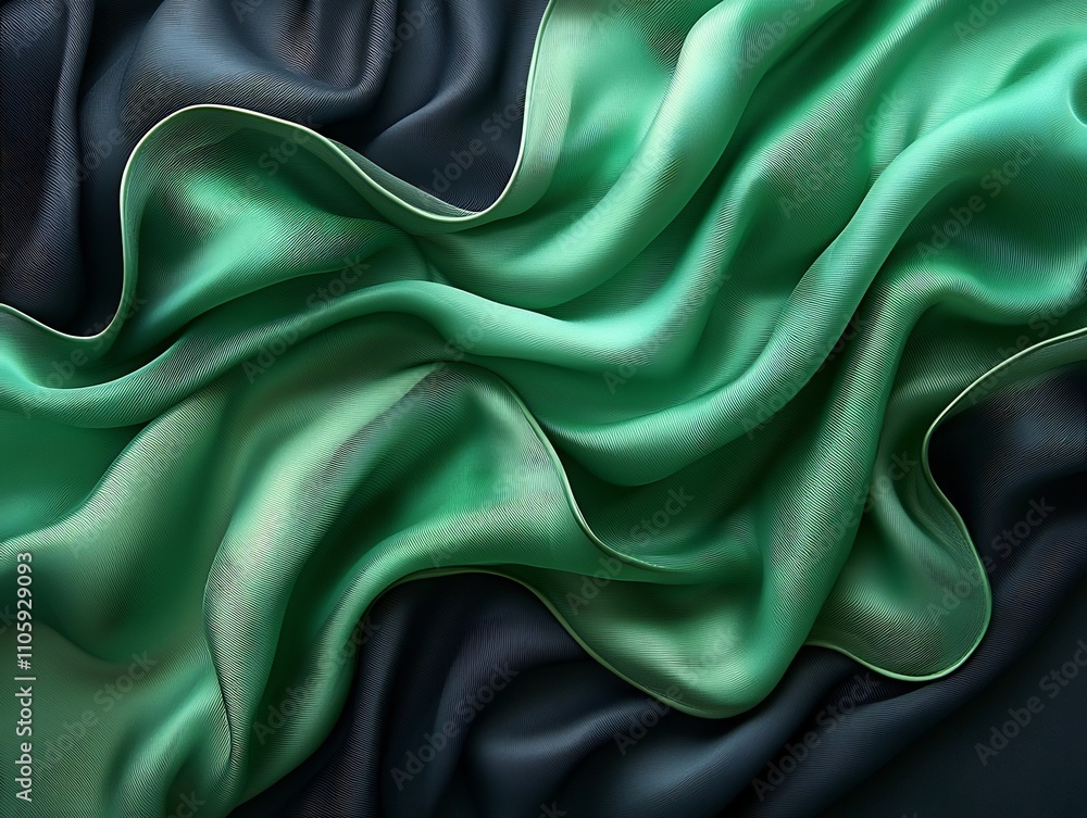 Poster striking emerald green and black gradient waves creating an elegant sophisticated background