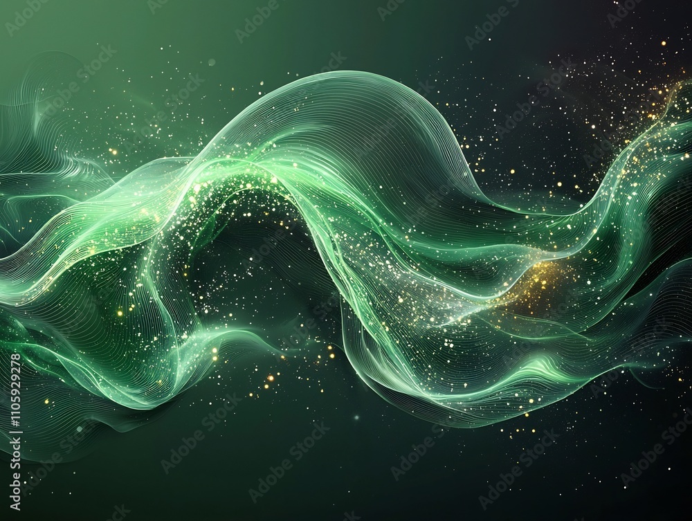Poster captivating gradient waves of emerald and black creating a sophisticated background