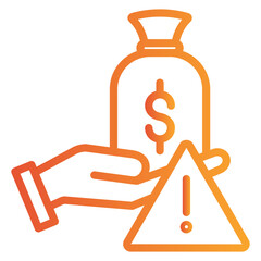 yellow gradient line recession icon