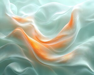 Obraz premium Serene Gradient Waves in Soft Mint Green and Light Blue Tones Ideal for Wellness and Calmness Concepts