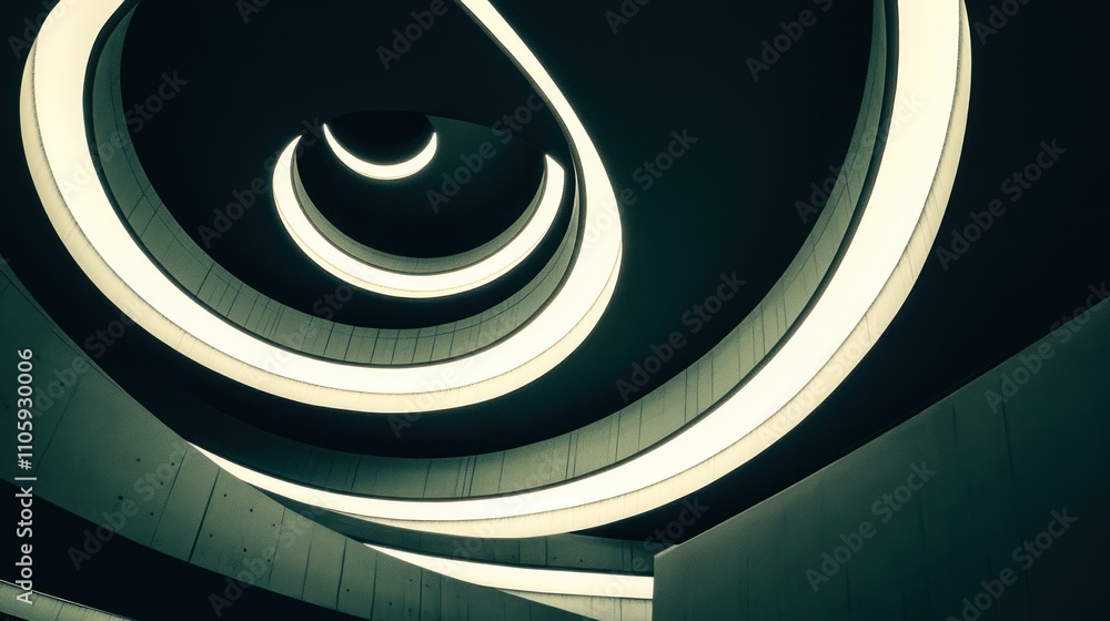 Poster illuminated spiral architectural structure design