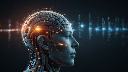 Digital brain interface concept.