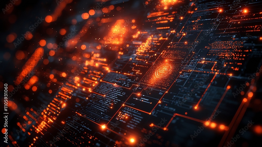 Poster glowing fraud detection system analyzing sensitive documents for fraudulent patterns