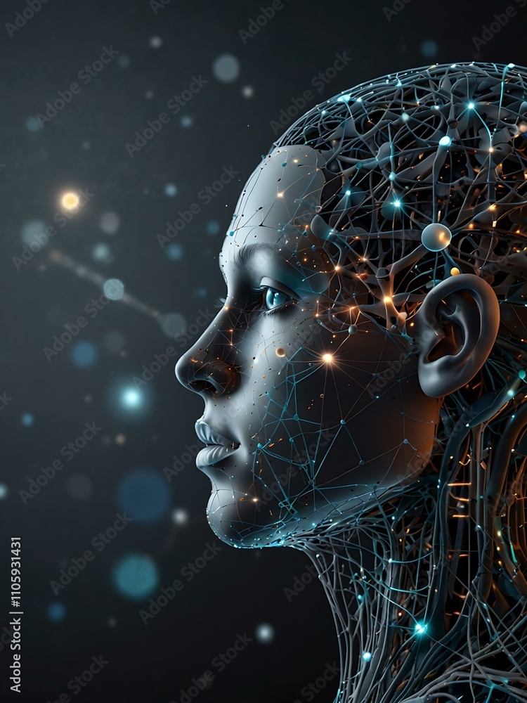 Poster digital concept of big data and ai neural networks.