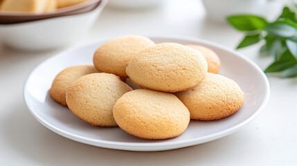 Close-up of cookies with chip on a white plate