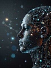 Obraz premium Digital concept of big data and AI neural networks.