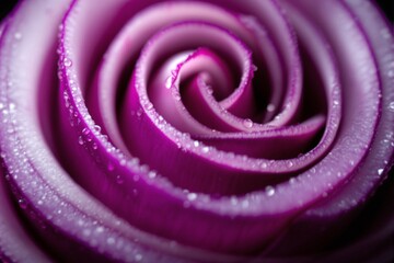 Close-Up of a Purple Rose Petal with Dew Drops