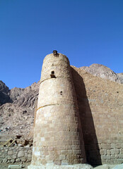 View of a corner turret in the walls of Saint Catherine's Monastery, Sinai Peninsular Egypt  © Judith