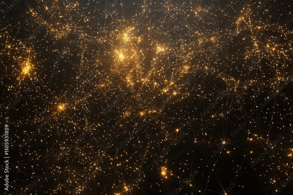Poster stunning abstract representation of cosmic connections and light networks in deep space showcasing s