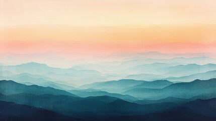 Fototapeta premium A serene gradient background mimicking the sky at dawn, blending soft pink, orange, and blue hues. The gentle transition of colors evokes calmness and renewal. Ideal for peaceful and uplifting 