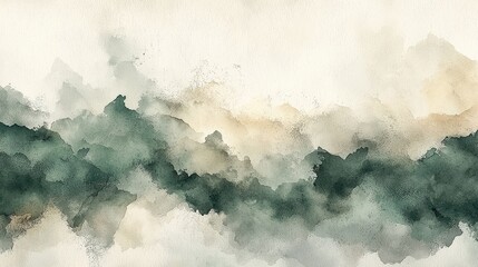 A serene watercolor background with muted strokes of green, gray, and beige blending softly. The organic textures and flowing design evoke calmness and creativity. This is ideal for natural 