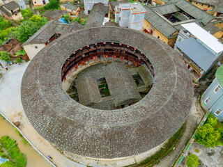 Zhongchuan Ancient Village of Yongding Tulou in Longyan City, Fujian Province in early summer