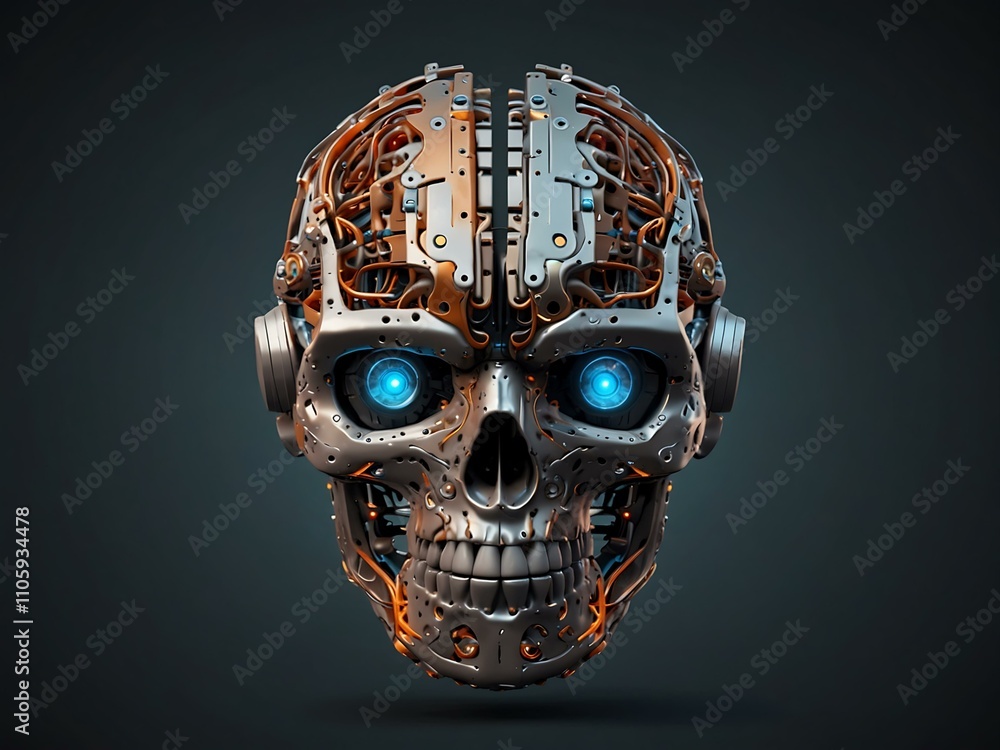 Aufkleber digital robot brain illustration with 3d rendering.