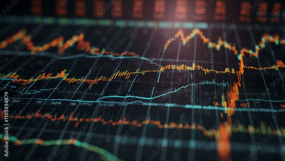 Poster digital stock data visualization for financial analysis.