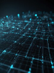 Obraz premium Digital tech illustration with futuristic grid and network.