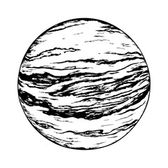 Neptune as a circle with a few soft lines suggesting texture, on a white background