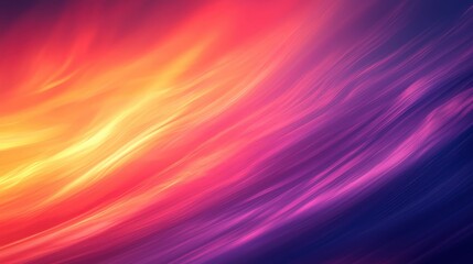 A dramatic sunset gradient background transitioning from fiery orange to deep purple. Gentle light streaks add motion, creating a bold yet soothing aesthetic. The vibrant tones exude warmth 