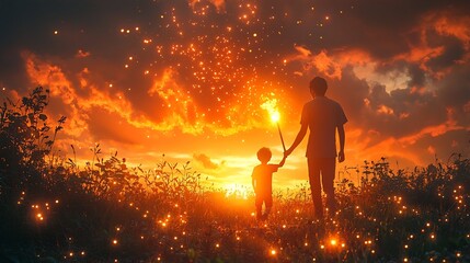 Teacher Passing Glowing Torch to Student Towards Distant Horizon of Endless Opportunities