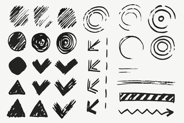 Hand-Drawn Doodle Arrows and Sketch Elements – Abstract Scribble Set