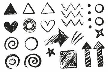 Hand-Drawn Doodle Arrows and Sketch Elements – Abstract Scribble Set
