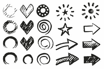 Hand-Drawn Doodle Arrows and Sketch Elements – Abstract Scribble Set