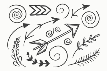 Hand-Drawn Doodle Arrows and Sketch Elements – Abstract Scribble Set
