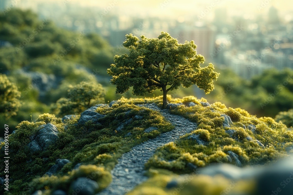Aufkleber artistic tilt shift photography emphasizing cinematic compositions with dynamic depth