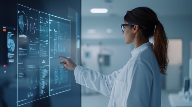 Innovative health technology solutions medical research facility digital interface healthcare modern environment professional perspective