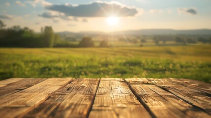 Empty wooden table with christmas theme in background, Warm Glow: A Cozy Evening at a Wooden Table