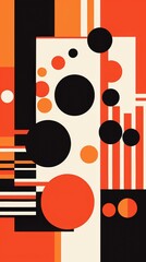 Fototapeta premium Vibrant abstract design featuring bold geometric shapes in orange, black, and cream tones.