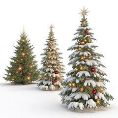 Fototapeta premium collection of chirstmas trees in watercolor style isolated on white
