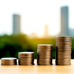 A stack of coins representing financial growth and success,Saving money for the future