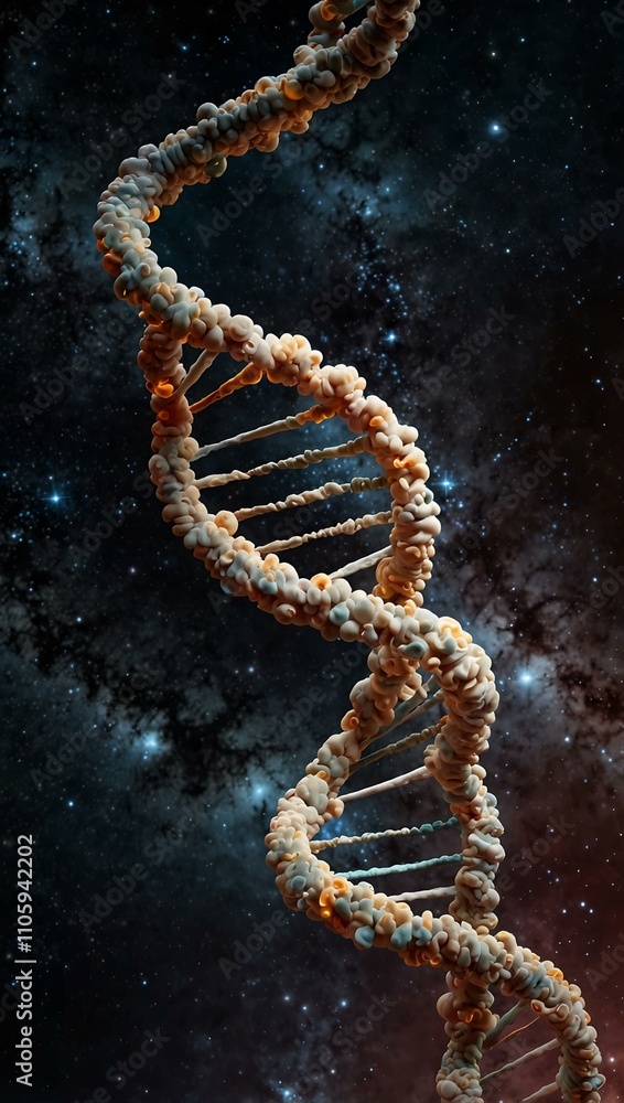 Poster dna double helix floating in space.