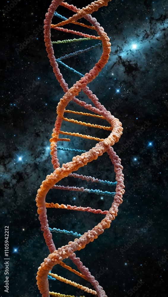 Poster dna double helix floating in space.