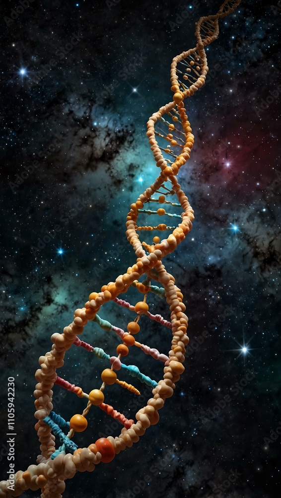 Poster dna double helix floating in space.