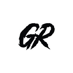 GR monogram logo design letter text name symbol monochrome logotype alphabet character simple logo