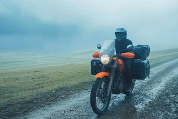 Obraz premium Close-up of cyclist, Mini Mobility, racing along dedicated bike lane. Beautiful simple AI generated image