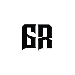 GR monogram logo design letter text name symbol monochrome logotype alphabet character simple logo