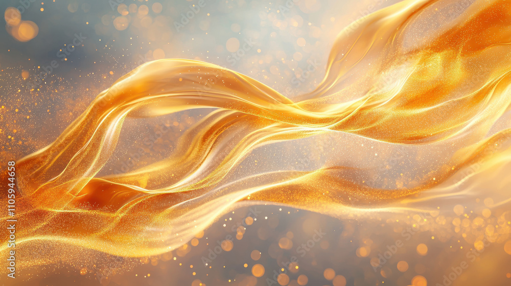 Aufkleber abstract golden waves flowing gracefully, creating sense of movement and energy. shimmering particle
