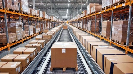 Fototapeta premium Efficient Supply Chain System Visualized in Digital Warehouse Facility