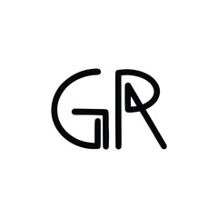 GR monogram logo design letter text name symbol monochrome logotype alphabet character simple logo