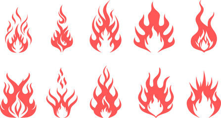 fire flame icon vector set art illustration, fire flame icon bundle vector set