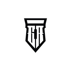 GR monogram logo design letter text name symbol monochrome logotype alphabet character simple logo